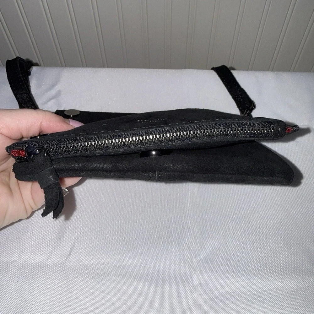 Hammitt Ryan Suede Black Clutch Crossbody Shoulder Bag Purse Gunmetal NWOT
